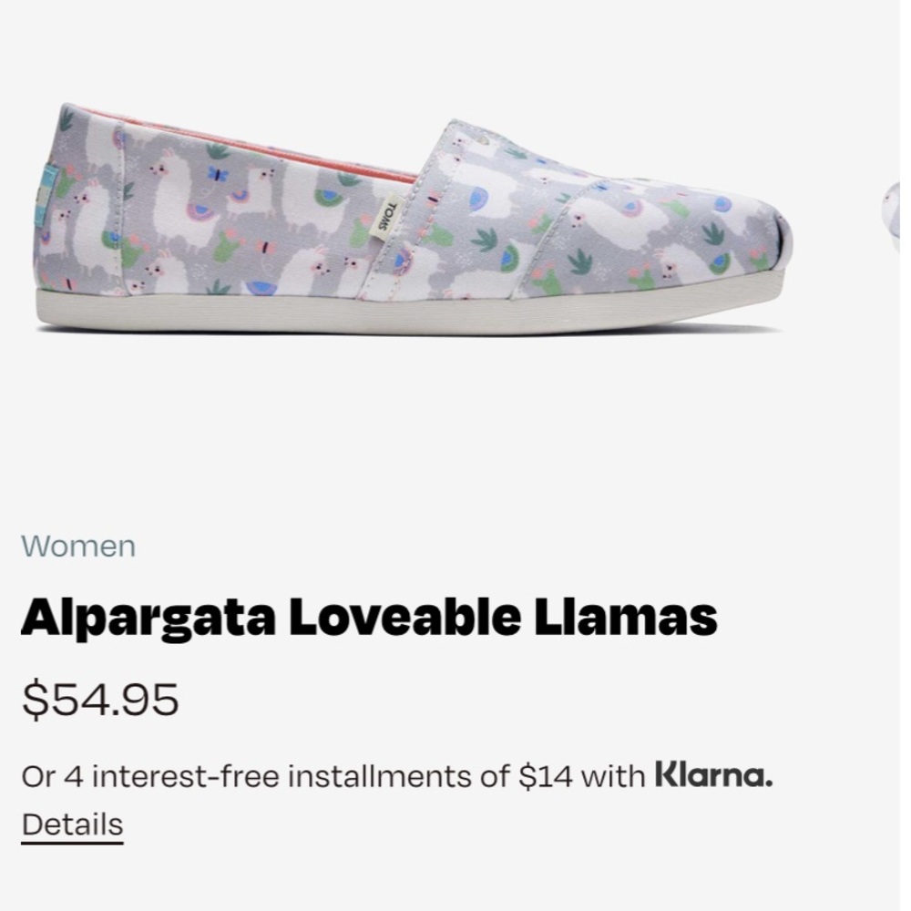 NWT TOMS Llama Slip sons